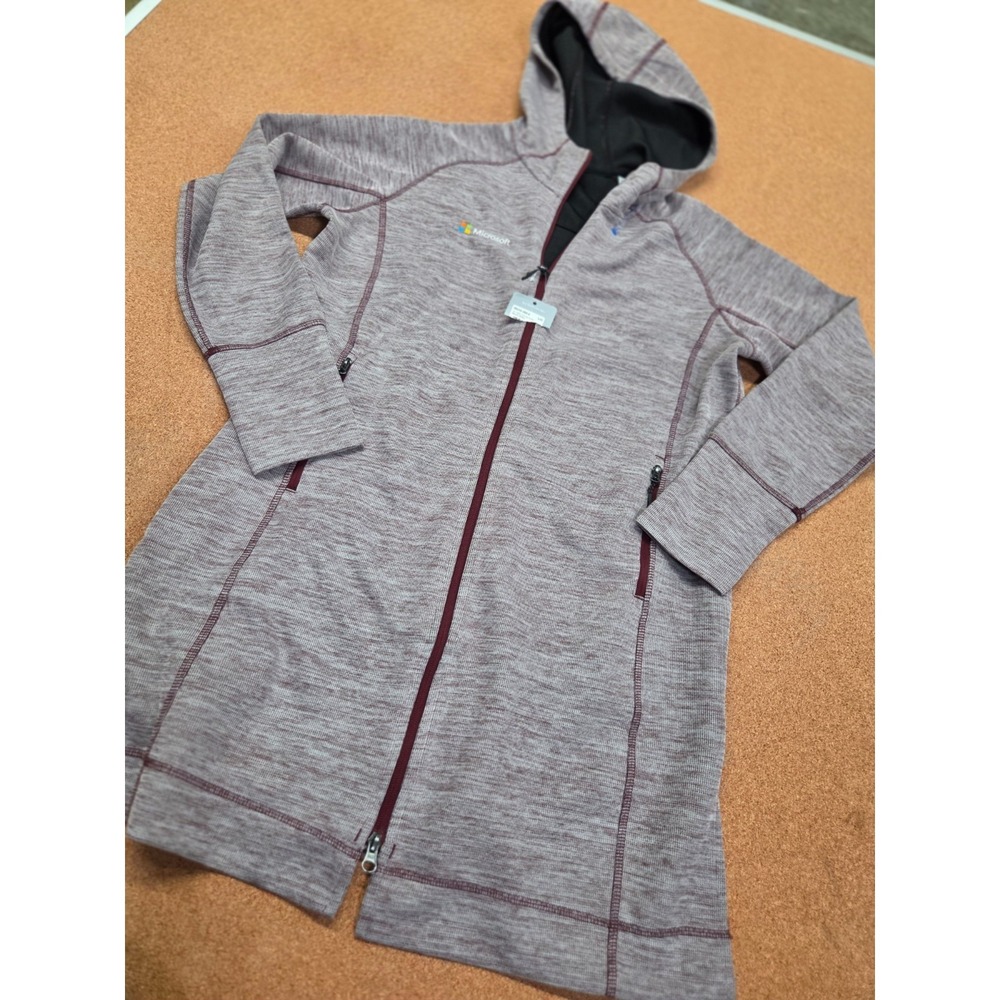 Microsoft  Jacket Women's Large Maroon Heather Tunic Hoodie Full Zip NWT Promo
